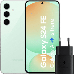 Samsung Galaxy S24 FE 128GB Groen 5G + Samsung Oplader 25 Watt Zwart