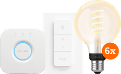 Philips Hue Filament White Ambiance Globe 6-Pack Startpakket