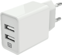 XtremeMac Oplader met 2 Usb A Poorten 12W Wit