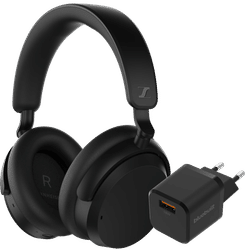 SenSennheiser Accentum Wireless Zwart + BlueBuilt Quick Charge Oplader met Usb A Poort 18W