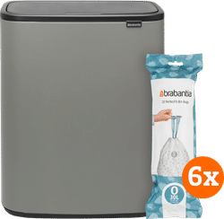 Brabantia Bo Touch Bin 2 x 30 Liter Mineral Concrete Grey + Vuilniszakken (120 stuks)