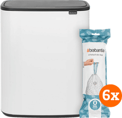 Brabantia Bo Touch Bin 2 x 30 Liter White + Vuilniszakken (120 stuks)