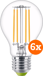 Philips LED Filament lamp - 2,3W - E27 - warm wit licht 6-pack