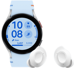 Samsung Galaxy Watch FE Zilver/Blauw + Buds FE Wit