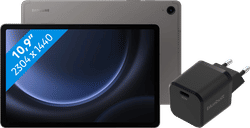 Samsung Galaxy Tab S9 FE 128GB Wifi en 5G Grijs + BlueBuilt Oplader