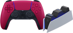 Sony PlayStation 5 DualSense draadloze controller Cosmic Red + BlueBuilt oplaadstation