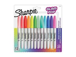 Sharpie 2198780, 12 stykker, Blå, Grønn, Oransje, Rosa, Lilla, Rød, Gult, Fin tupp, Hvit, Rund, 1 mm