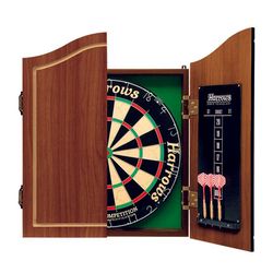 Harrows Darts Pro''s Choice, Dartbord, Flerfarget, Tre, 6 stykker, Rosewood Finish Cabinet (with scoreboards inside the doors) Official Competition...