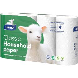 Køkkenrulle, Lambi, 2 lag, hvid 220mm x 12.33m, pakke a 20 ruller