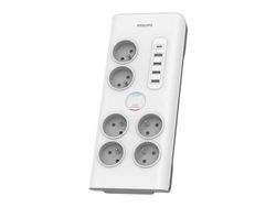Philips SPN7060WA/60 grenuttag med överspänningsskydd 6 uttag 900 J 2 m, vit