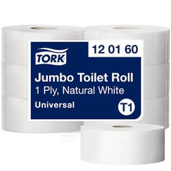 Toalettpapir Tork T1 Jumbo Universal 1-lags hvit - (6 ruller per kartong)