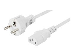 DELTACO DEL-111NV - Strömkabel - ström CEE 7/7 (hane) rak till ström IEC 60320 C13 rak - AC 250 V - 10 A - 10 m - vit