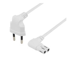 DELTACO - Strömkabel - Eurokontakt (hane) vinklad till power IEC 60320 C7 vinklad - AC 250 V - 2.5 A - 1 m - vit