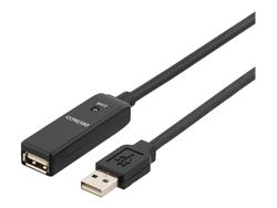 DELTACO USB2-EX10M - USB-forlengelseskabel - USB (hann) til USB (hunn) - USB 2.0 - 10 m - aktiv