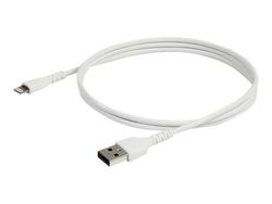 Startech 3 ft(1m) Durable White USB-A to Lightning Cable, Heavy Duty Rugged Aramid Fiber USB Type A to Lightning Charger/Sync Power Cord, Apple MFi...