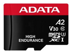 ADATA High Endurance - Flashminnekort (microSDXC til SD-adapter inkludert) - 64 GB - A2 / Video Class V30 / UHS-I U3 / Class10 - microSDXC UHS-I