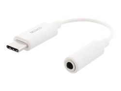 DELTACO USBC-1145 - USB-C til hodetelefons-jakkadapter - USB-C hann til 4-polsminijakk hunn - 11 cm - hvit - aktiv