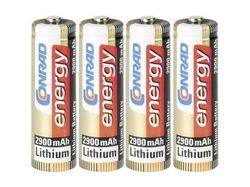 Conrad FR6, AA, Litium, 1,5 V, 4 styck, 2900 mAh, -20 - 60 ° C