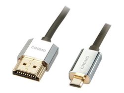 Lindy CROMO Slim High Speed HDMI to micro HDMI Cable with Ethernet - HDMI-kabel med Ethernet - 19 pin micro HDMI Type D hann til HDMI hann - 50 cm ...