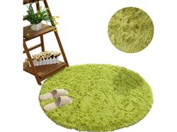 Strado matta fyrkantig ockrondo shaggy 150x150 GreenGrass grön (universell)