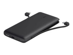 Belkin BoostCharge Plus - Strømbank - 10000 mAh - 23 watt - Fast Charge, PD - 2 utgangskontakter (Lightning, USB-C) - svart