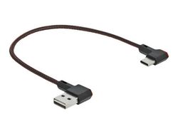 Delock Easy - USB-kabel - USB (hann) venstre/høyre-vinklet, reversibel til 24 pin USB-C (hann) venstre/høyre-vinklet, reversibel - 20 cm - svart