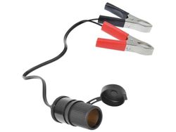 IWH batteriklämmare med uttag, 12 V biladapter, 12 V med 2 klämmor, längd 250 mm (019008) - 1 st