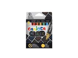 Carioca Metallic Maxi Wax, 8 stykker, Blå, Gull, Grønn, Oransje, Rosa, Rød, Fiolett, Gult, Trekant, Voks, Gutt/Jente, Hengende boks