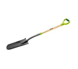 Verto 15G014, Spade, Plast, Stål, Tre, Sort, Grønn, Tre, Ergonomisk, D-formet, 1280 mm