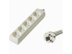 PremiumCord PP5-07, 7 m, Typ E/F, Vit, 5 AC-utgångar, 250 V, 10 A