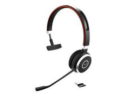 Jabra Evolve 65 SE MS Mono - Hodesett - on-ear - Bluetooth - trådløs - USB - Certified for Microsoft Teams - for Jabra Evolve; LINK 380a MS