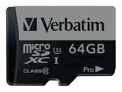Verbatim PRO - Flashminnekort (SD-adapter inkludert) - 64 GB - UHS Class 3 / Class10 - 300x/600x - microSDXC UHS-I
