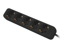 Lanberg - Effektband - AC 230 V - 2500 Watt - ingång: power CEE 7/7 - utgångskontakter: 5 (power CEE 7/3) - 1.5 m sladd - svart