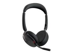 Jabra Evolve2 65 Flex MS Stereo - Hodesett - on-ear - Bluetooth - trådløs - aktiv støydemping - USB-C - svart - Certified for Microsoft Teams