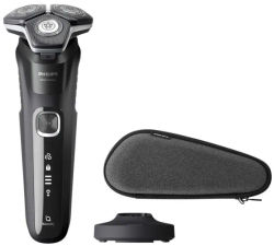 Philips SHAVER Series 5000 S5898/35 Elektrisk rakapparat för våt- och torrakning, Roterande rakhuvud, Svart, SteelPrecision blades, Rostfritt stål,...