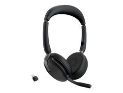 Jabra Evolve2 65 Flex UC Stereo - Hodesett - on-ear - Bluetooth - trådløs - aktiv støydemping - USB-C - svart - Optimert for UC