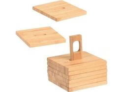 Excellent Houseware Coaster, coaster, tre, BAMBOO, for et krus, glass, sett med bambus coasters 6 stykker