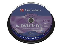 Verbatim - 10 x DVD+R DL - 8.5 GB 8x - matt sølv - spindel