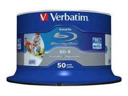 Verbatim DataLife - 50 x BD-R - 25 GB 6x - blekkstråleskrivbar overflate - spindel