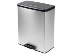 Curver Deco bin slim 254610 avfallskärl 65 l (L x B x H) 480 x 480 x 615 mm silver/svart fot-/trampmekanik 1 st