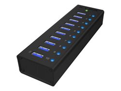 ICY BOX IB-AC6110 - Hub - 10 x SuperSpeed USB 3.0 - stasjonær