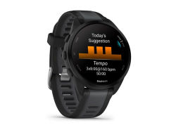 Garmin Forerunner 165 Music - Svart - sportsur med bånd - silikon - skifergrå - håndleddstørrelse: 126-203 mm - display 1.2" - 4 GB - Bluetooth, AN...