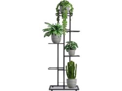 Vilde blomsterstativ 6-nivå for plantepotter i metall svart 118 cm
