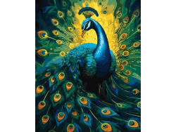 Maleri etter tall med ramme 40x50cm Elegant påfugl