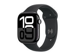 Apple Watch Series 10 (GPS + Cellular) - 46 mm - jet svart aluminium - smartklokke med sportsbånd - fluorelastomer - svart - båndbredde: M/L - 64 G...