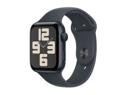 Apple Watch SE (GPS) - 2a generation - 44 mm - midnattsaluminium - smart klocka med sportband - fluoroelastomer - midnatt - bandstorlek: S/M - 32 G...