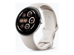 Google Pixel Watch 3 - 45 mm - polerat silver aluminium - smart klocka med aktivt band - fluoroelastomer - porslin - bandstorlek: L - 32 GB - Bluet...