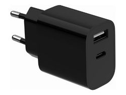 Gembird GEMBIRD lader 2-ports universal USB A+C 2,4 A lader, svart