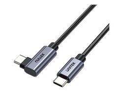Unitek - USB-kabel - USB-C (hane) till USB-C (hane) högervinklad - 20 V - 5 A - 5 m - Stöd för Power Delivery 3.0, Snabbladdning upp till 100 W - r...