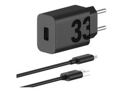 Motorola Turbopower - Strømadapter - 33 watt - 3 A - Fast Charge (USB) - på kabel: USB-A - matt svart - Europa